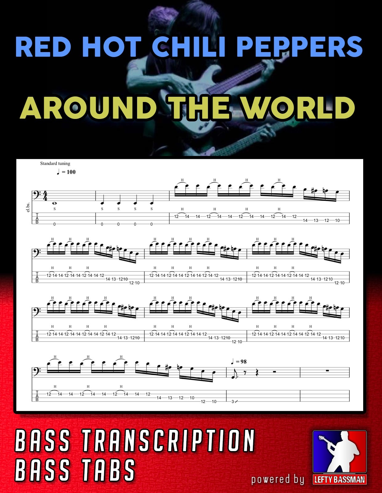 Red Hot Chili Peppers Around The World Bass Tabs Lefty Bassman