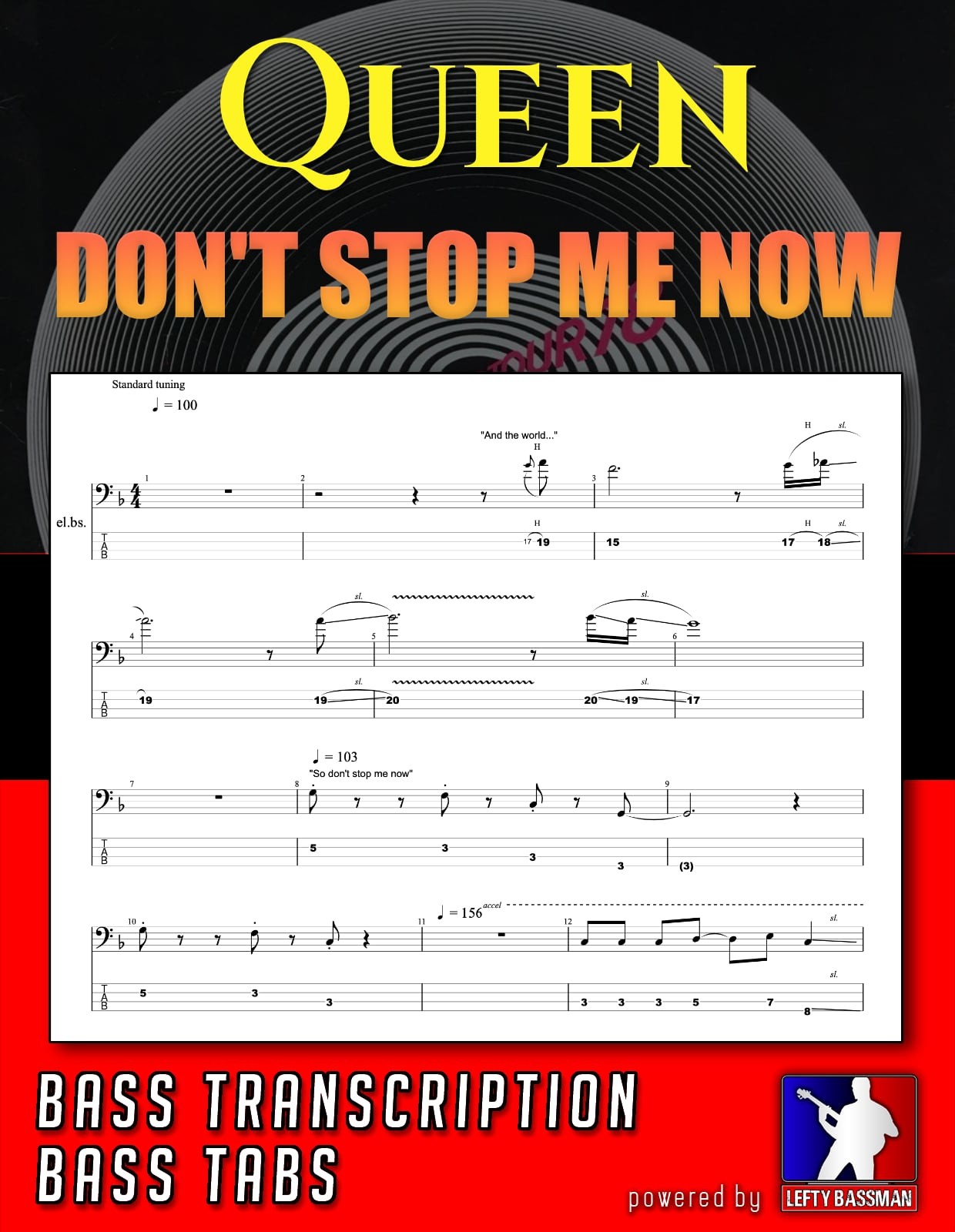 Queen Don T Stop Me Now Bass Transcription With Lefty Bassman