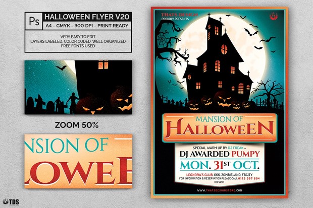 halloween flyer template v20 thats design store