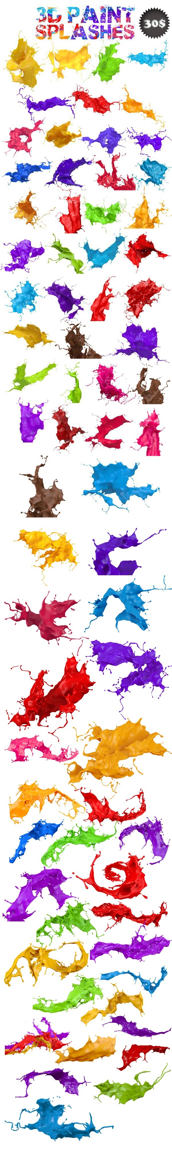 3D paint splash mega pack