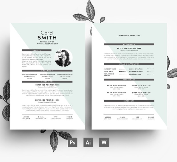 Editable 2page Resume Template/ Cover letter/ Easy editable 3 page PSD File