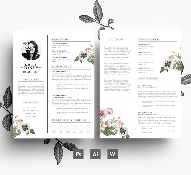 Custom CV template/ 2 page CV + Cover Letter/ PSD + Word