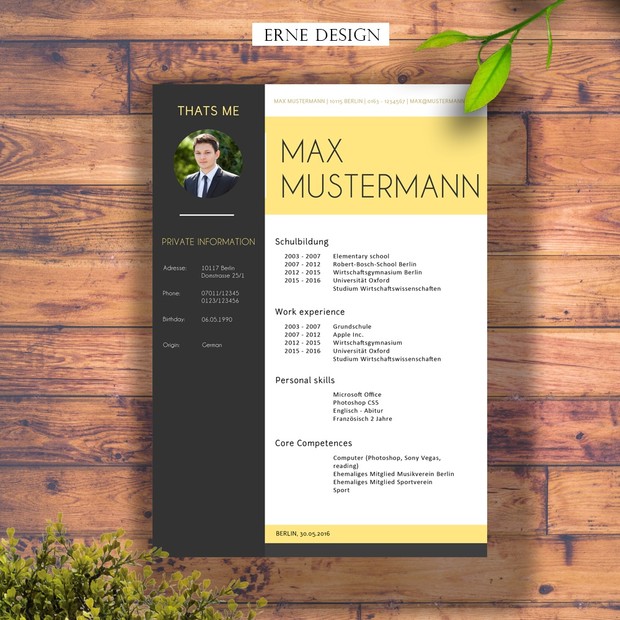 Modern Resume 2016 Cv Application Photoshop Lebe Kai Erne