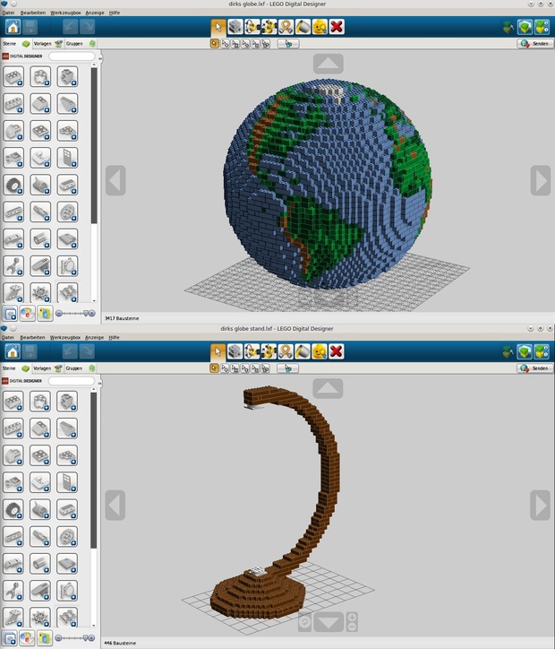 dirks LEGO globe - LDD-file, instructions, parts list