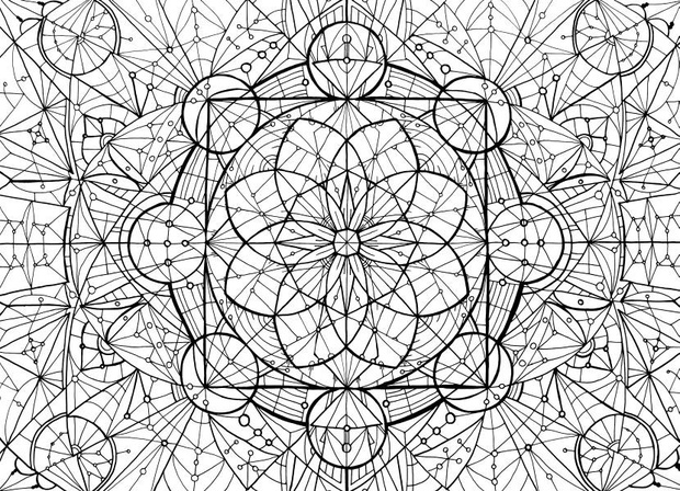 Meditation Mandala Coloring - Earth and Moon Dance