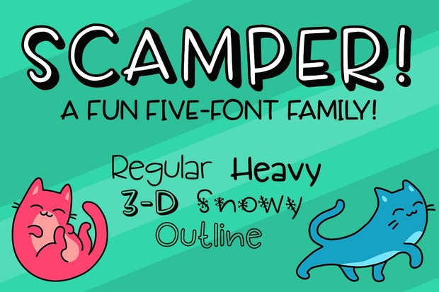 Scamper: a fun five-font family!
