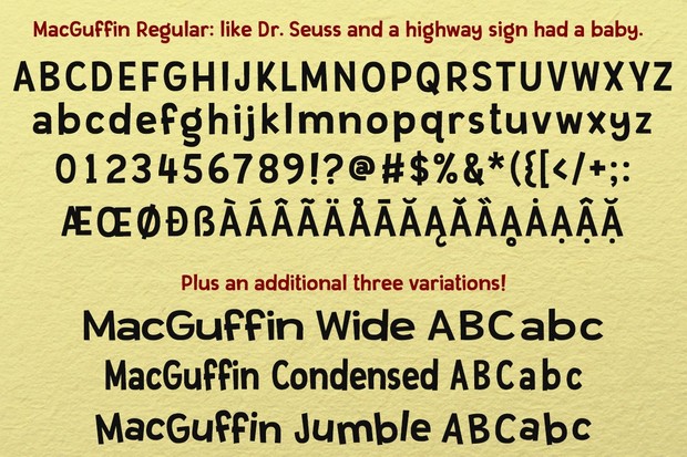 MacGuffin: a fun sans-serif font set!