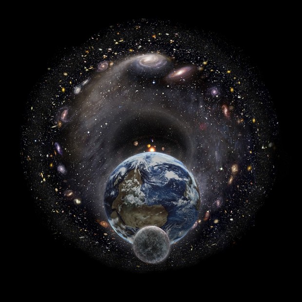 Moon, Earth and the Universe (no borders version) (high resolution 8400px * 8400px)