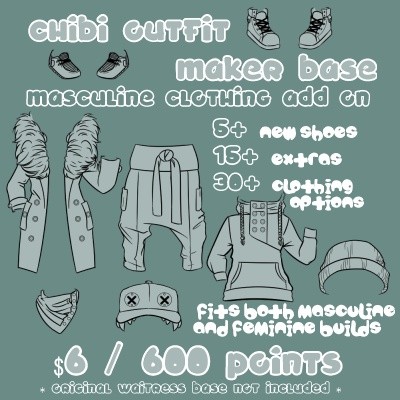 Waitress Chibi Outfit Maker MASCULINE ADDON