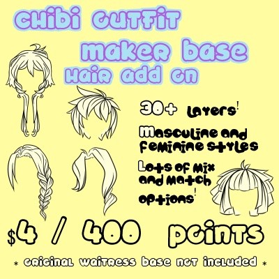 Waitress Chibi Outfit Maker HAIR Add On