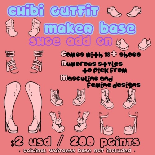 Waitress Chibi Outfit Maker SHOE Add On