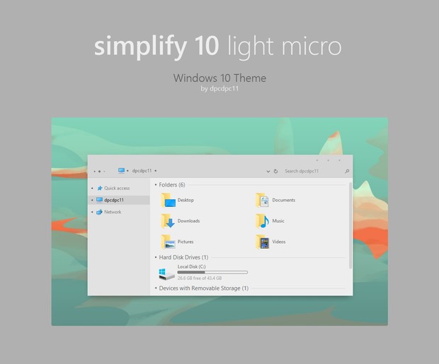 Simplify 10 Light Micro - Windows 10 Theme