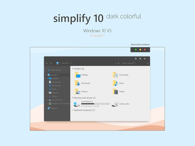 Simplify 10 Dark Colorful - Windows 10 Theme