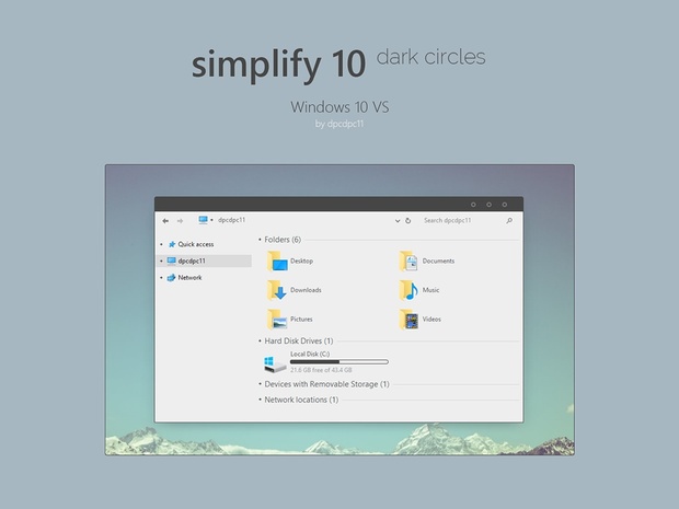 Simplify 10 Dark Circles - Windows 10 Theme