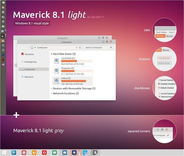 Maverick 8.1 Light - Windows 8.1 Theme