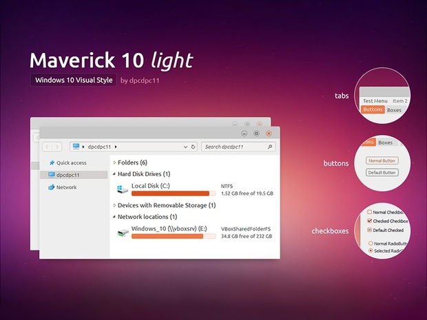 Maverick 10 Light - Windows 10 Theme