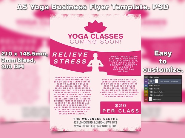 A5 Yoga Business PSD Flyer Template 1