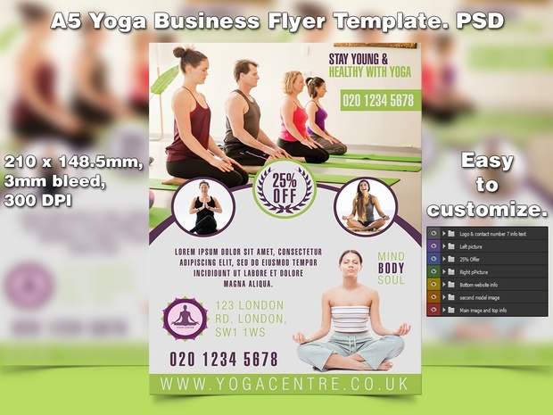 A5 Yoga Business PSD Flyer Template 6