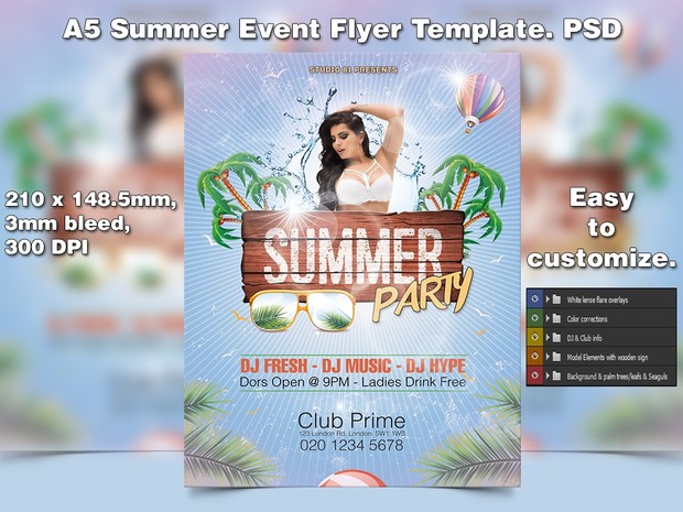 A5 Summer Event PSD Flyer Template 5