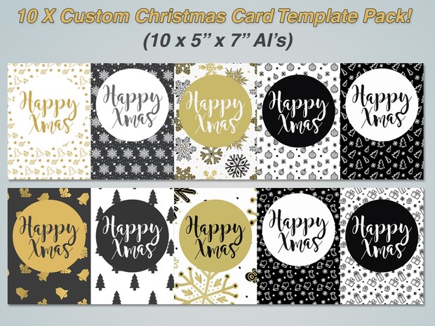 10 x Custom Xmas Greetings Cards