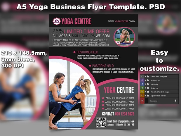 A5 Yoga Business PSD Flyer Template 5