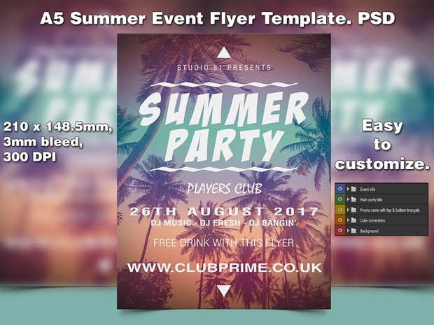 A5 Summer Event PSD Flyer Template 1
