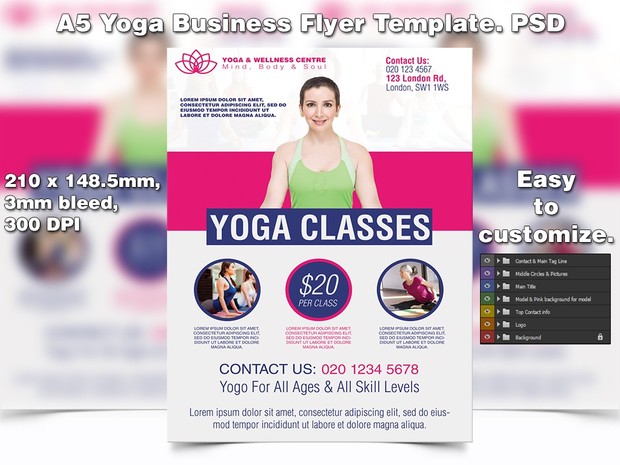 A5 Yoga Business PSD Flyer Template 2
