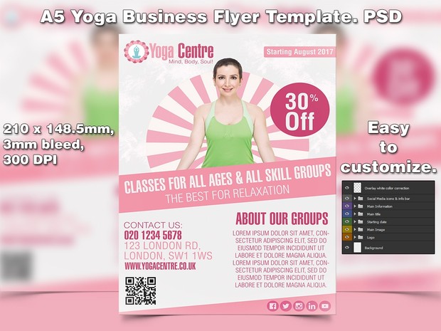 A5 Yoga Business PSD Flyer Template 4