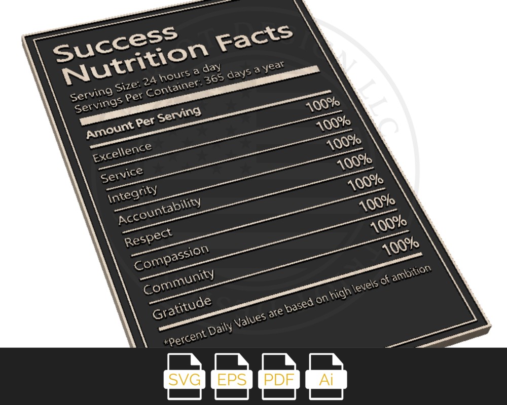 Download Success Nutrition Facts Motivational Svg Svg Wall Patriot Design Llc