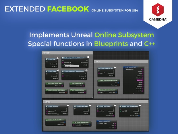 Extended Facebook Online Subsystem Plugin for UE4