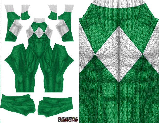 GREEN POWER RANGER (DOJ inspired design with no gold trim) pattern file
