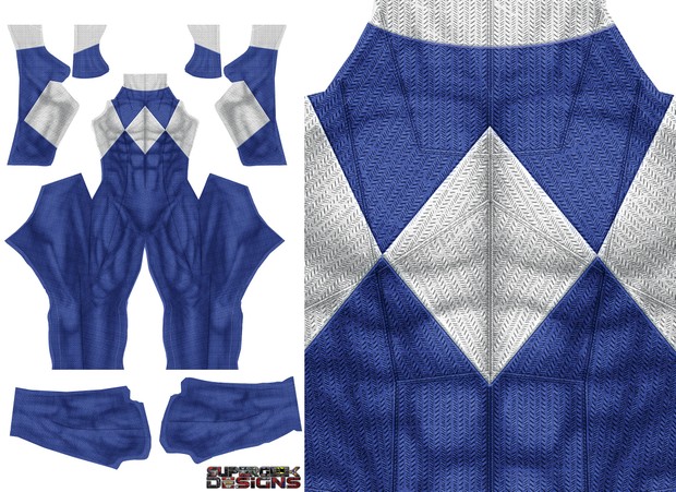 BLUE POWER RANGER (DOJ inspired design with no gold trim) pattern file