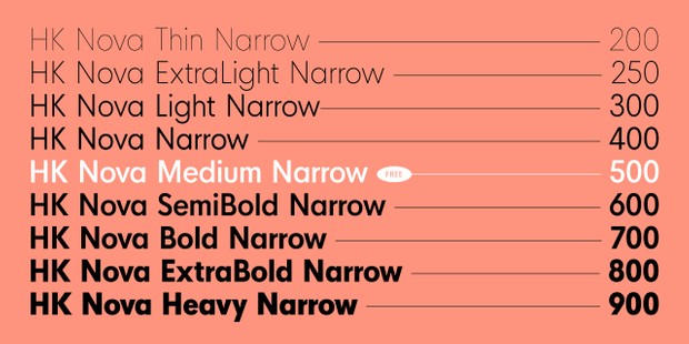 HK Nova™ Narrow Typeface Family