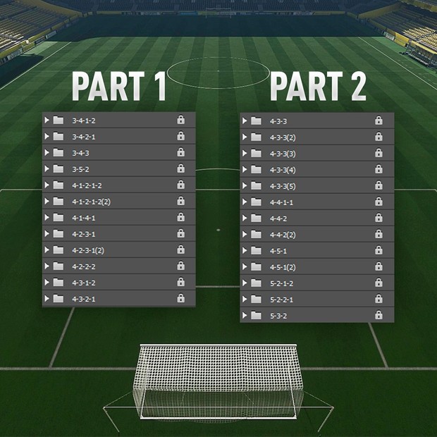 FIFA 17 Squad Template ( 25 Different Formations )