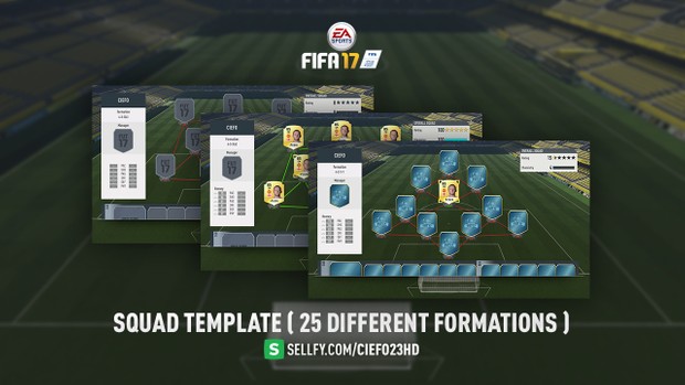FIFA 17 Squad Template ( 25 Different Formations )
