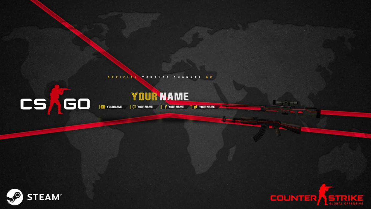 CSGO YouTube Channel Banner Template MadMoneyBanks