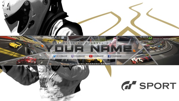 Gran Turismo Sport YouTube Channel Banner Template