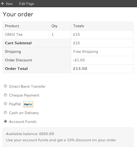 WooCommerce Account Funds Extension