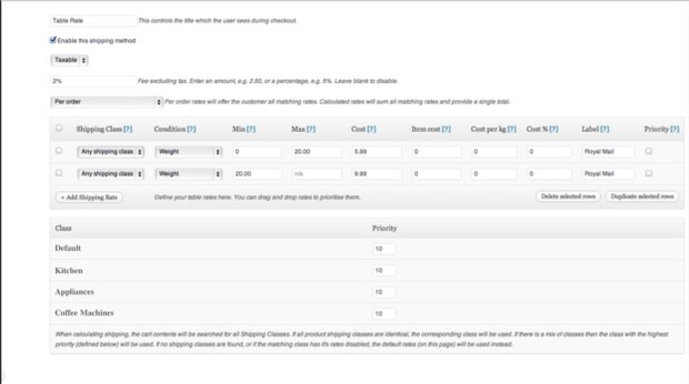 WooCommerce Table Rate Shipping Extension