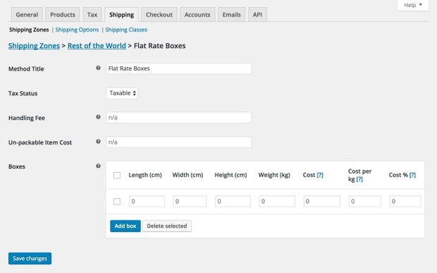 WooCommerce Flat Rate Box Shipping Extension
