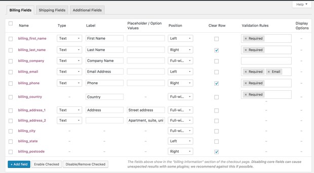 WooCommerce Checkout Field Editor Extension
