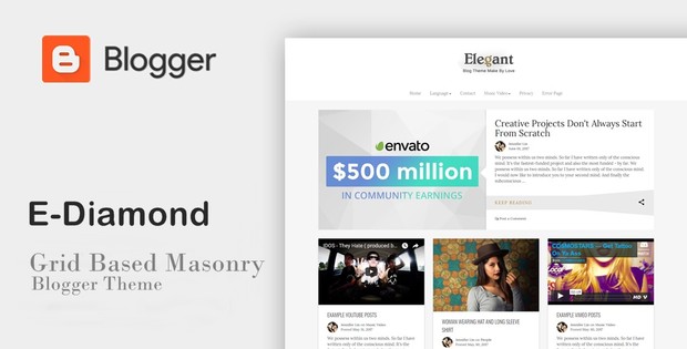 E-Diamond - Grid Based Masonry Blogger Theme