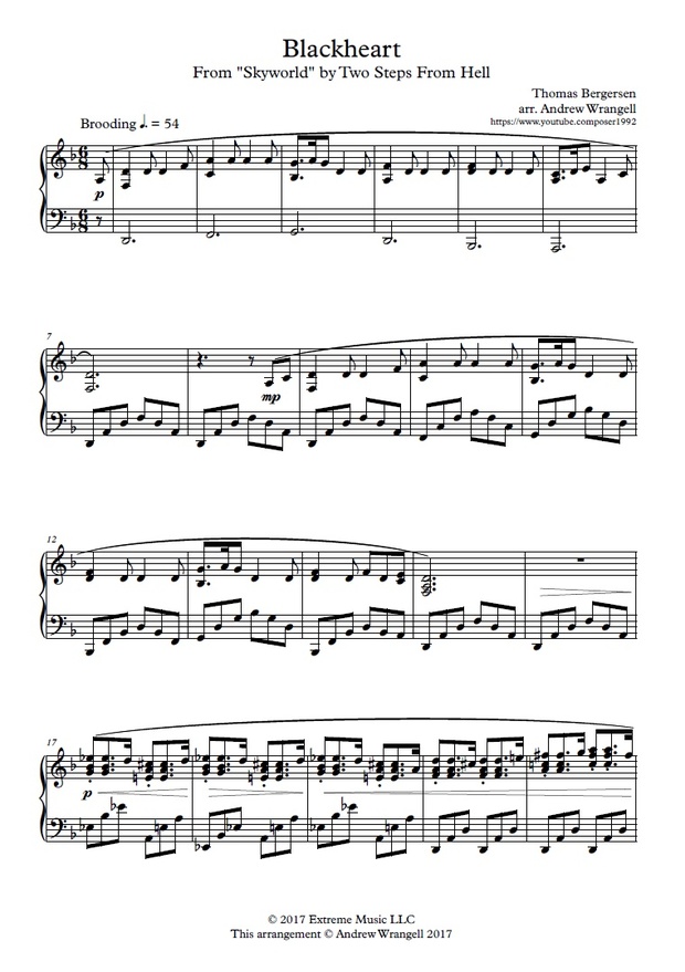 Blackheart Piano Sheet Music (Two Steps From Hell)