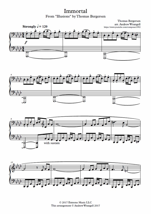 Immortal Piano Sheet Music (Two Steps From Hell)