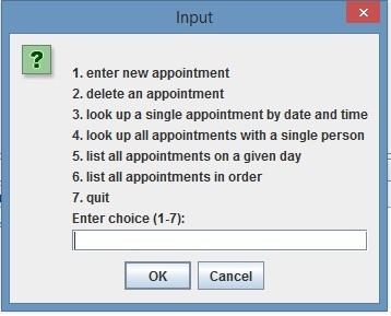 OrderedListEx to store your appointments Java