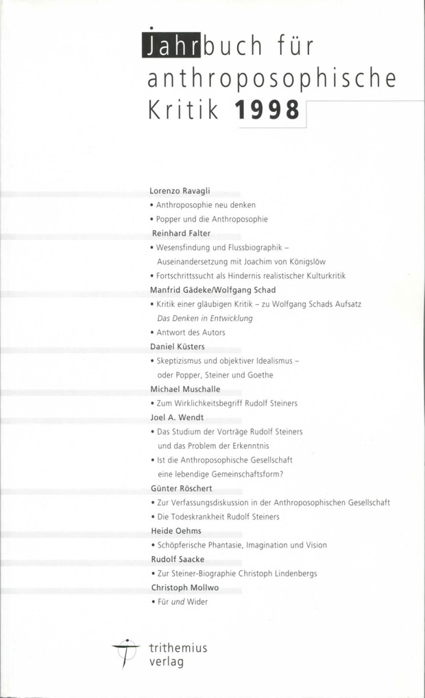 Jahrbuch für anthroposophische Kritik 1998