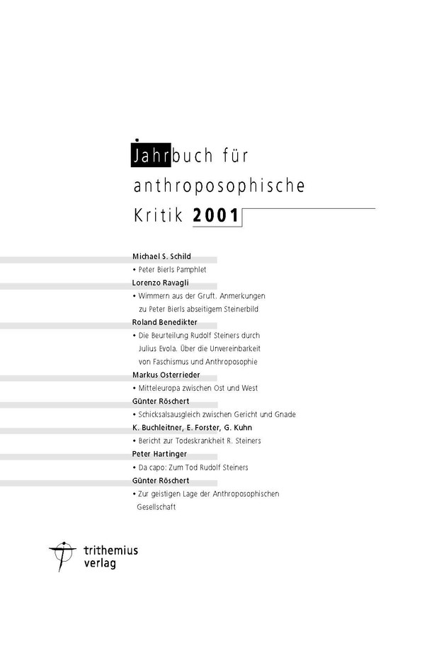 Jahrbuch für anthroposophische Kritik 2001