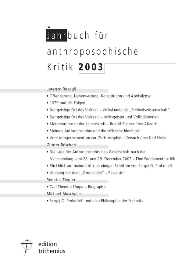Jahrbuch für anthroposophische Kritik 2003