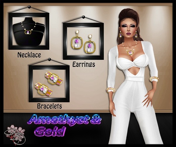 Amethyst & Gold Jewelry Mesh Set