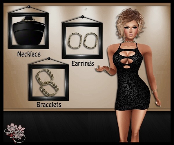 Glittering Onyx Jewelry Mesh Set